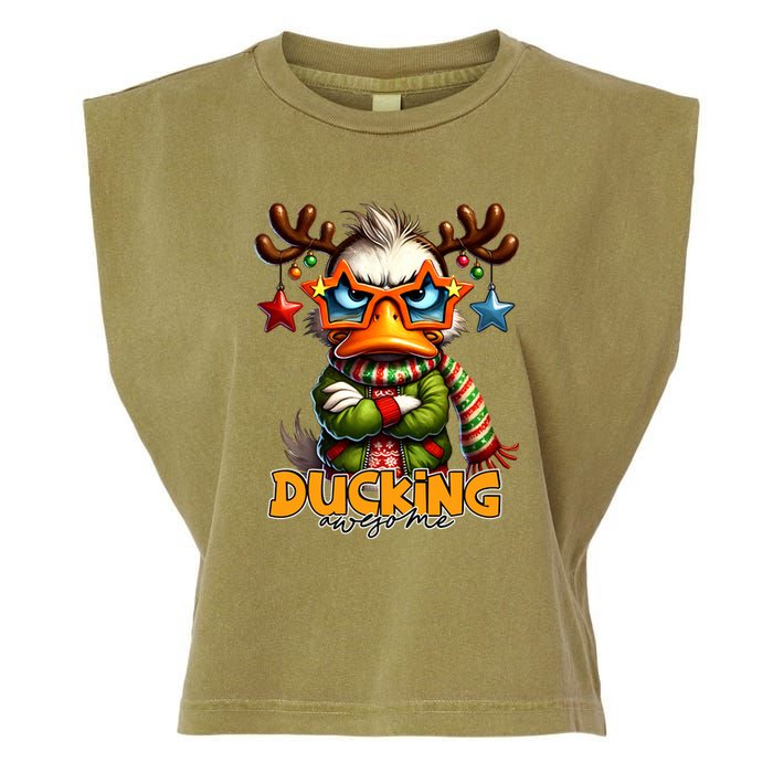 Ducking Funny Sarcastic Grumpy Duck Christmas Garment-Dyed Women's Muscle Tee