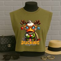 Ducking Funny Sarcastic Grumpy Duck Christmas Garment-Dyed Women's Muscle Tee