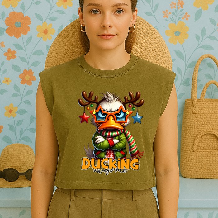 Ducking Funny Sarcastic Grumpy Duck Christmas Garment-Dyed Women's Muscle Tee