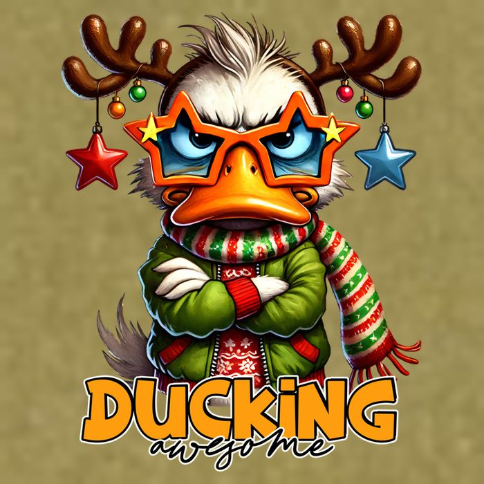 Ducking Funny Sarcastic Grumpy Duck Christmas Garment-Dyed Women's Muscle Tee
