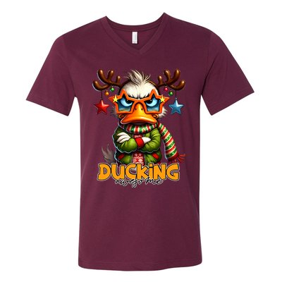 Ducking Funny Sarcastic Grumpy Duck Christmas V-Neck T-Shirt