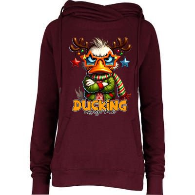 Ducking Funny Sarcastic Grumpy Duck Christmas Womens Funnel Neck Pullover Hood