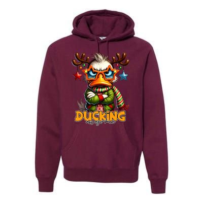 Ducking Funny Sarcastic Grumpy Duck Christmas Premium Hoodie