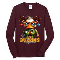 Ducking Funny Sarcastic Grumpy Duck Christmas Tall Long Sleeve T-Shirt