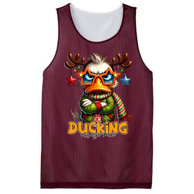 Ducking Funny Sarcastic Grumpy Duck Christmas Mesh Reversible Basketball Jersey Tank