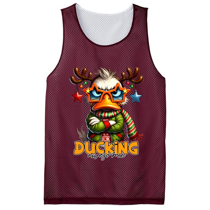Ducking Funny Sarcastic Grumpy Duck Christmas Mesh Reversible Basketball Jersey Tank
