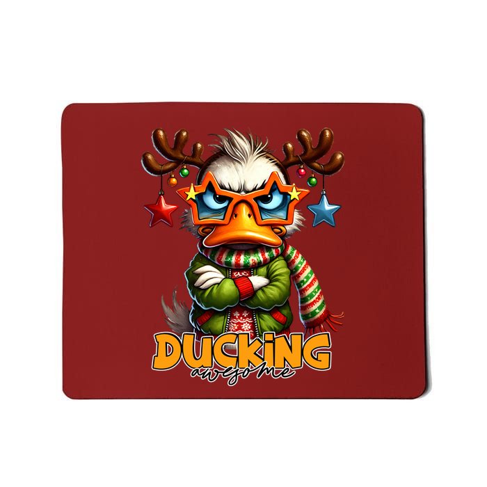 Ducking Funny Sarcastic Grumpy Duck Christmas Mousepad