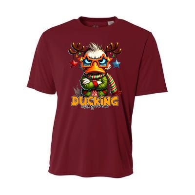 Ducking Funny Sarcastic Grumpy Duck Christmas Youth Performance Sprint T-Shirt