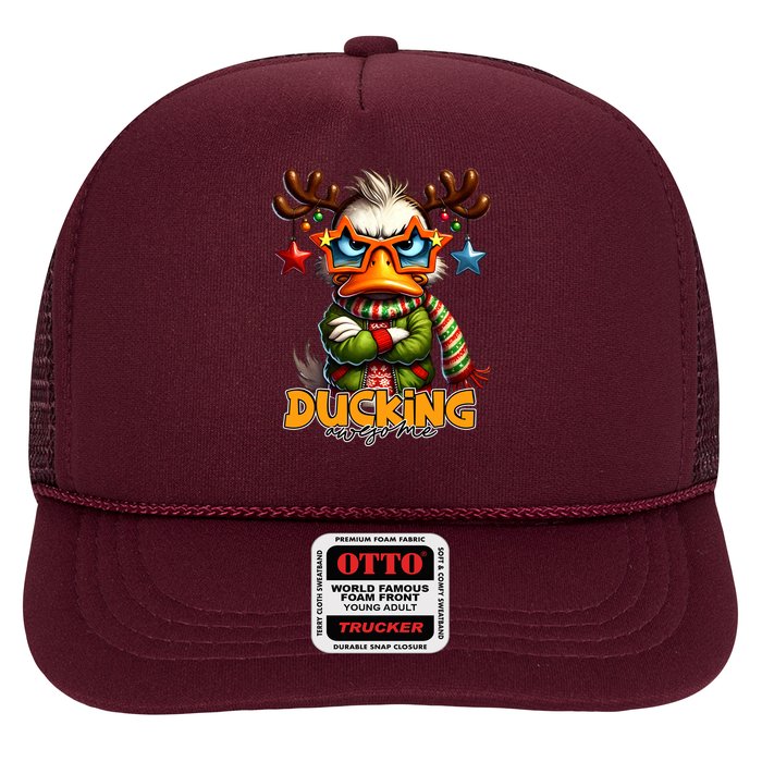 Ducking Funny Sarcastic Grumpy Duck Christmas Trucker Hat