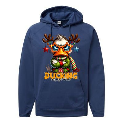 Ducking Funny Sarcastic Grumpy Duck Christmas Performance Fleece Hoodie