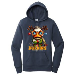 Ducking Funny Sarcastic Grumpy Duck Christmas Women's Pullover Hoodie