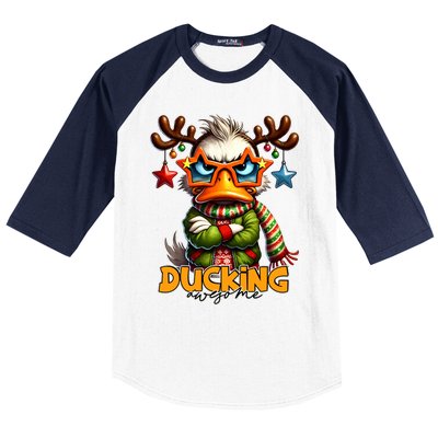 Ducking Funny Sarcastic Grumpy Duck Christmas Baseball Sleeve Shirt