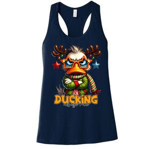 Ducking Funny Sarcastic Grumpy Duck Christmas Women's Racerback Tank