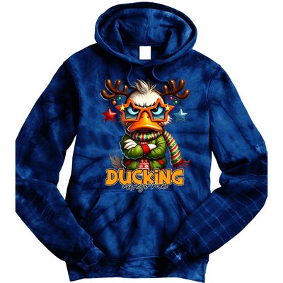 Ducking Funny Sarcastic Grumpy Duck Christmas Tie Dye Hoodie