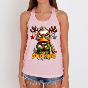 Ducking Funny Sarcastic Grumpy Duck Christmas Women's Knotted Racerback Tank