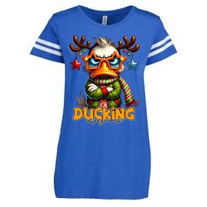 Ducking Funny Sarcastic Grumpy Duck Christmas Enza Ladies Jersey Football T-Shirt