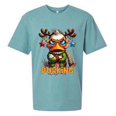 Ducking Funny Sarcastic Grumpy Duck Christmas Sueded Cloud Jersey T-Shirt