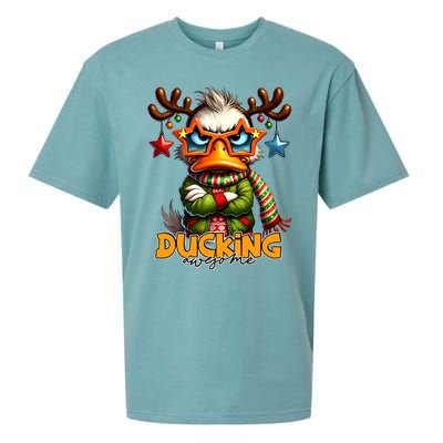 Ducking Funny Sarcastic Grumpy Duck Christmas Sueded Cloud Jersey T-Shirt