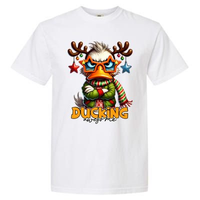 Ducking Funny Sarcastic Grumpy Duck Christmas Garment-Dyed Heavyweight T-Shirt