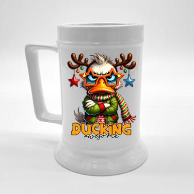 Ducking Funny Sarcastic Grumpy Duck Christmas Beer Stein