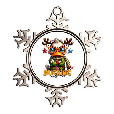 Ducking Funny Sarcastic Grumpy Duck Christmas Metallic Star Ornament