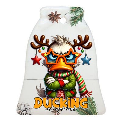 Ducking Funny Sarcastic Grumpy Duck Christmas Ceramic Bell Ornament