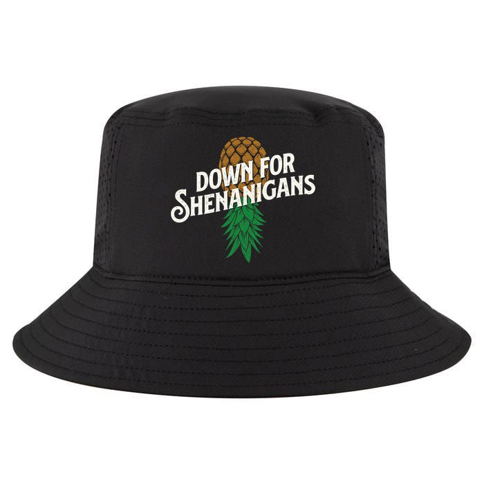 Down For Shenanigans Swinger Couple Upside Down Pineapple Cool Comfort Performance Bucket Hat