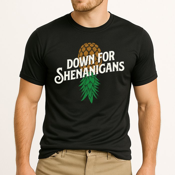 Down For Shenanigans Swinger Couple Upside Down Pineapple Performance Shirt