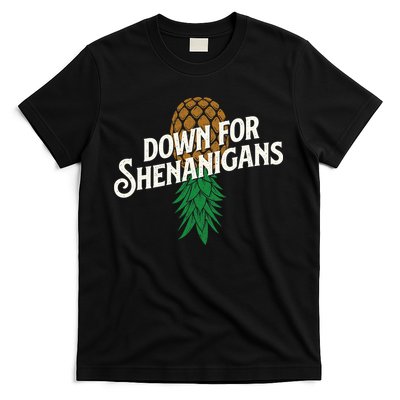 Down For Shenanigans Swinger Couple Upside Down Pineapple T-Shirt