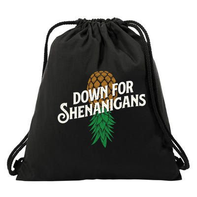Down For Shenanigans Swinger Couple Upside Down Pineapple Drawstring Bag