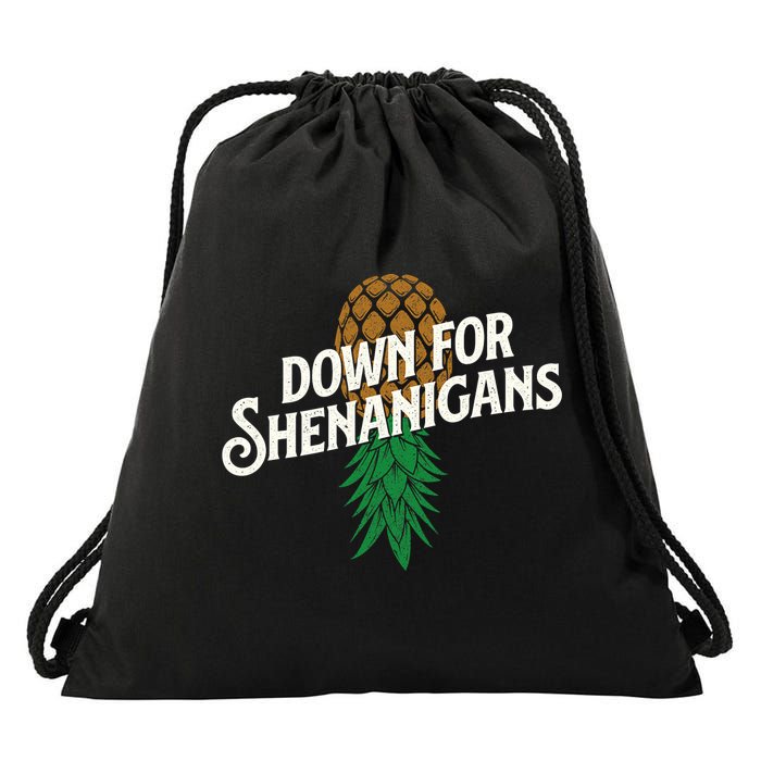 Down For Shenanigans Swinger Couple Upside Down Pineapple Drawstring Bag