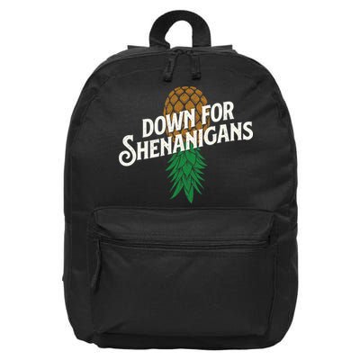 Down For Shenanigans Swinger Couple Upside Down Pineapple 16 in Basic Backpack