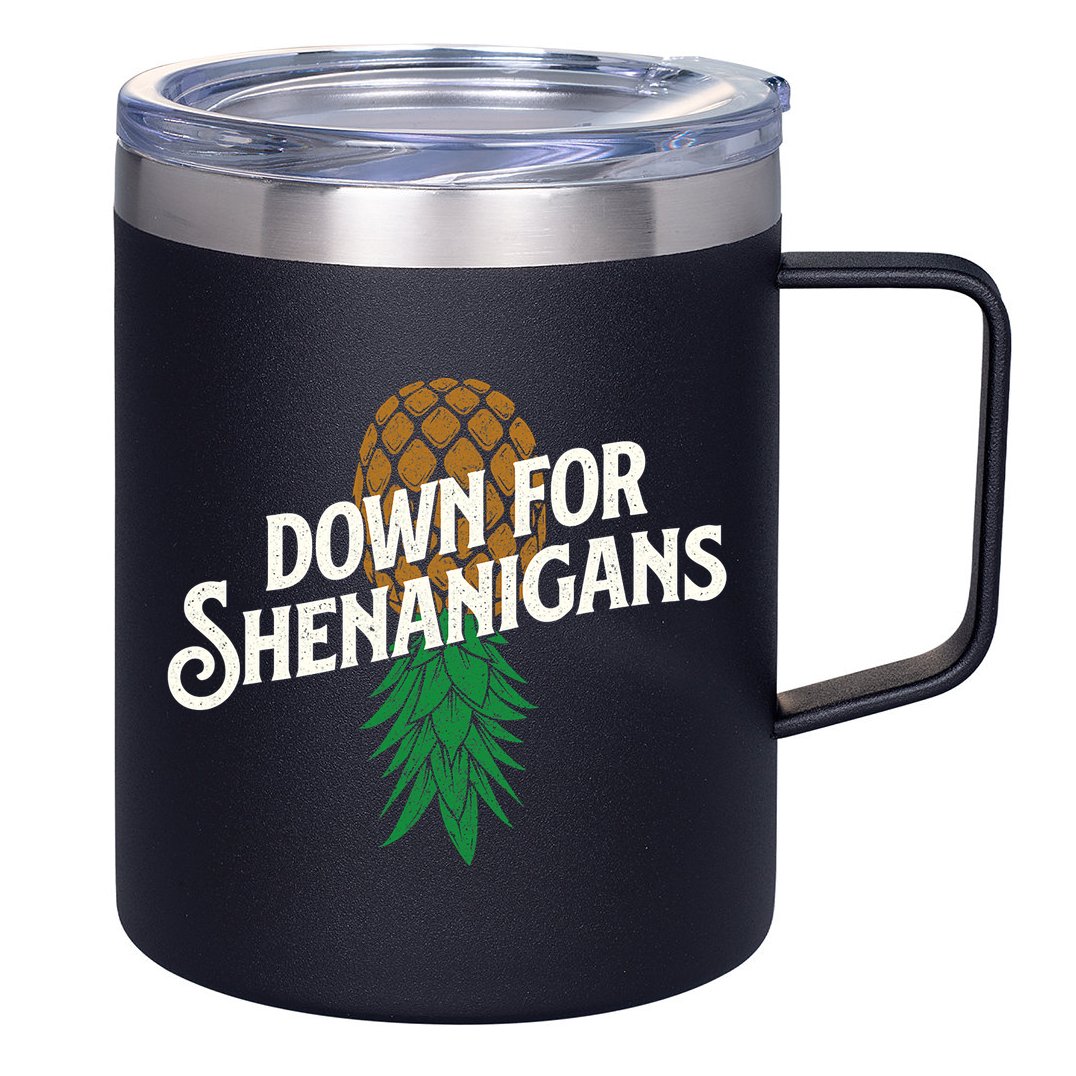 Down For Shenanigans Swinger Couple Upside Down Pineapple 12oz Stainless Steel Coffee Mug