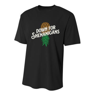 Down For Shenanigans Swinger Couple Upside Down Pineapple Youth Performance Sprint T-Shirt