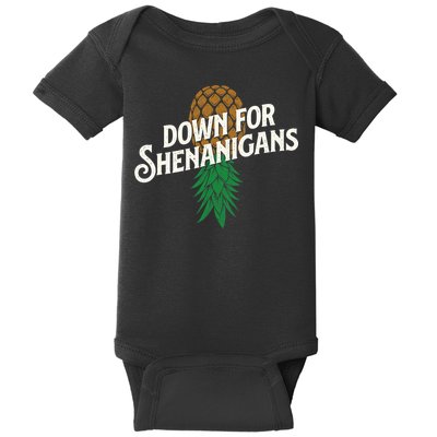 Down For Shenanigans Swinger Couple Upside Down Pineapple Baby Bodysuit