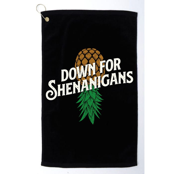 Down For Shenanigans Swinger Couple Upside Down Pineapple Golf Towel