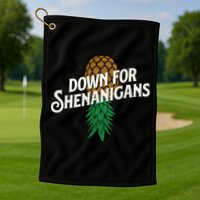Down For Shenanigans Swinger Couple Upside Down Pineapple Golf Towel