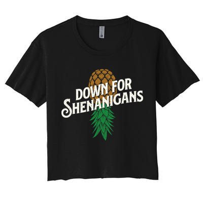 Down For Shenanigans Swinger Couple Upside Down Pineapple Crop Top