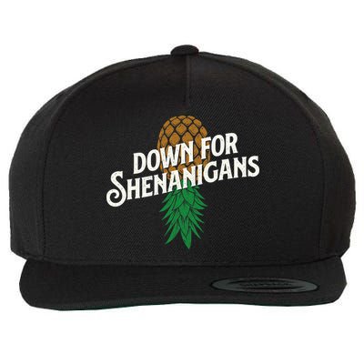Down For Shenanigans Swinger Couple Upside Down Pineapple Wool Snapback Cap