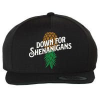 Down For Shenanigans Swinger Couple Upside Down Pineapple Wool Snapback Cap
