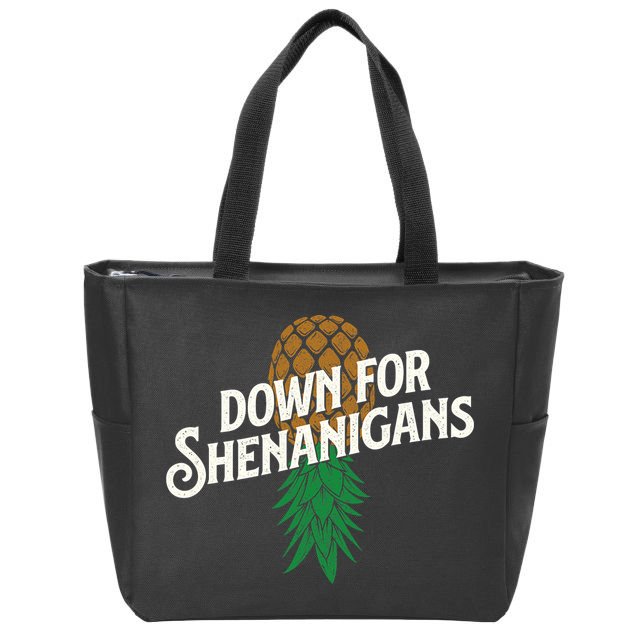 Down For Shenanigans Swinger Couple Upside Down Pineapple Zip Tote Bag