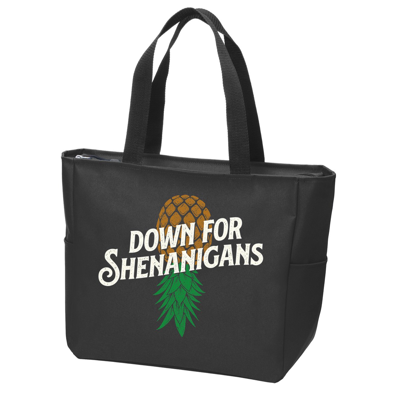 Down For Shenanigans Swinger Couple Upside Down Pineapple Zip Tote Bag