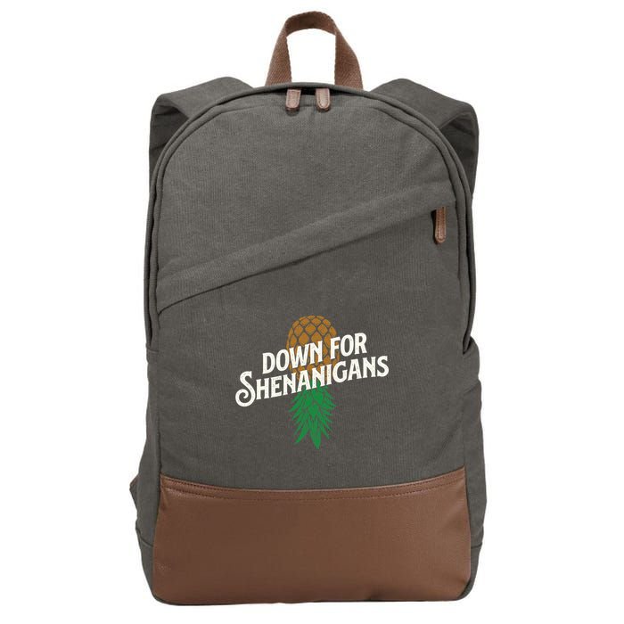 Down For Shenanigans Swinger Couple Upside Down Pineapple Cotton Canvas Backpack