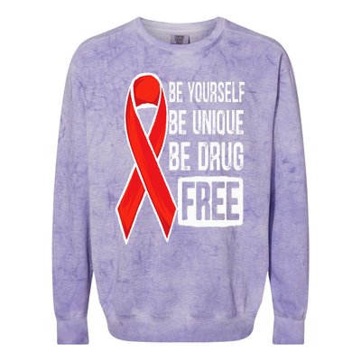 Drug Free Say No To Drugs Wear Red Awareness Red Ribbon Week Colorblast Crewneck Sweatshirt