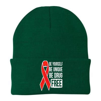 Drug Free Say No To Drugs Wear Red Awareness Red Ribbon Week Knit Cap Winter Beanie