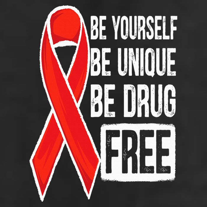 Drug Free Say No To Drugs Wear Red Awareness Red Ribbon Week 7 Panel Mesh Trucker Snapback Hat