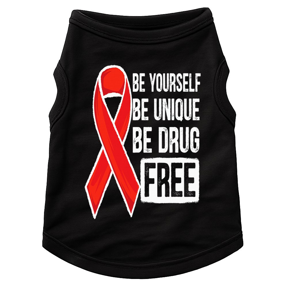 Drug Free Say No To Drugs Wear Red Awareness Red Ribbon Week Doggie Tank