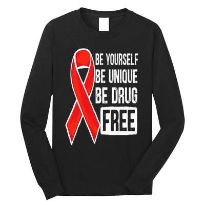 Drug Free Say No To Drugs Wear Red Awareness Red Ribbon Week Long Sleeve Shirt