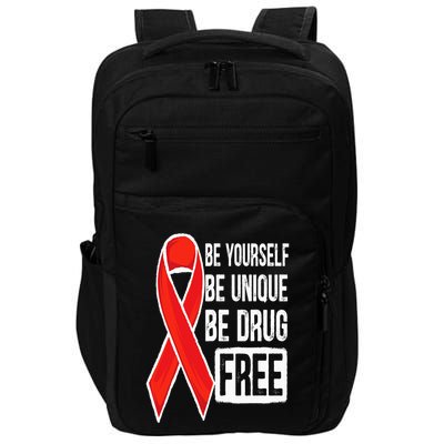 Drug Free Say No To Drugs Wear Red Awareness Red Ribbon Week Impact Tech Backpack
