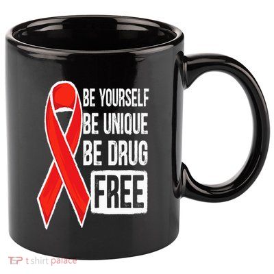 Drug Free Say No To Drugs Wear Red Awareness Red Ribbon Week 11oz C Handle Ceramic Mug